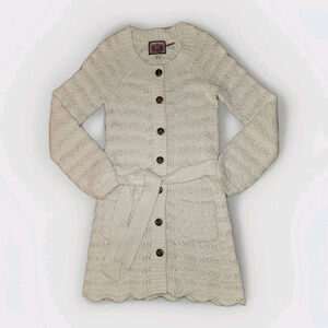 Juicy Couture Y2K Cashmere Angora Wool Cream Knit Cardigan Belted Button Pockets